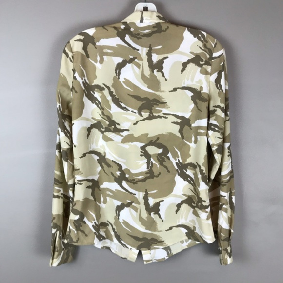 Michael Kors Camouflage Ruffle Front Blouse - Picture 6 of 6